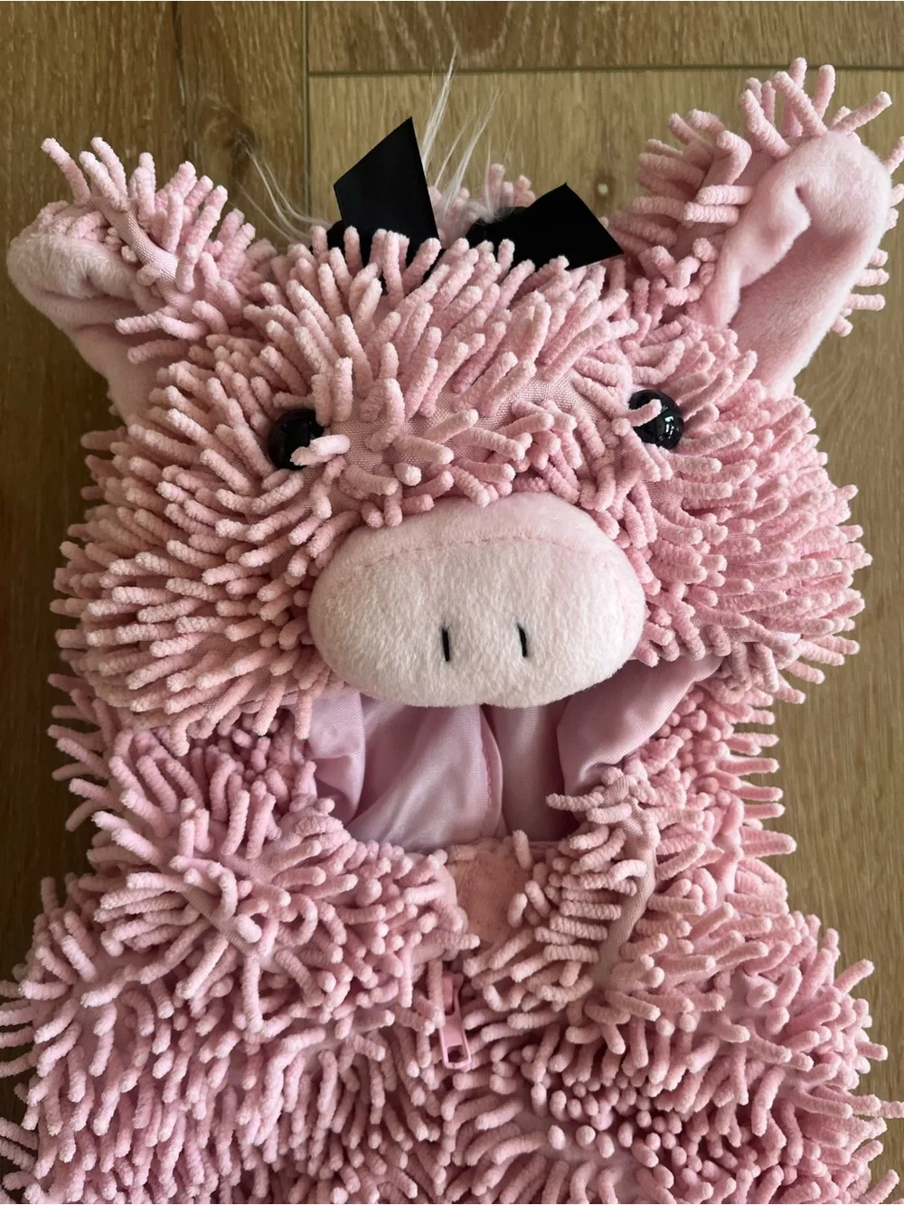Kids Pink Piggy Plush Hoodie Costume with Hoof Booties